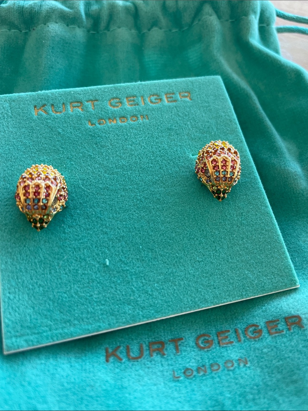 Kurt Geiger Gold Multi‑Stone Stud Earrings - Picture 3 of 3
